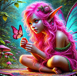 Diamond Painting Elfe mit Schmetterling
